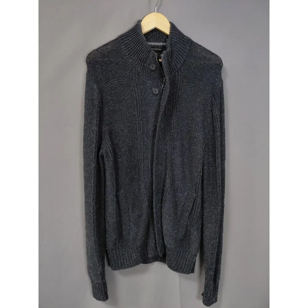 Banana Republic Wool Blend Gray Cardigan Sweater Men Size M